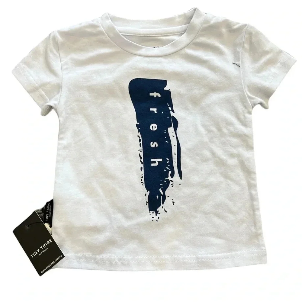 Tiny Tribe White Fresh Tshirt 6-9 months